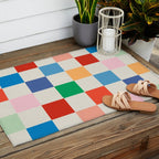Colorful Checkered Pattern: A Vibrant and Playful Design Outdoor Rug Gallery Image 2