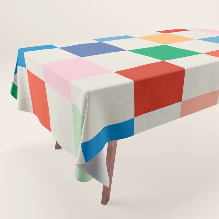 Colorful Checkered Pattern: A Vibrant and Playful Design Tablecloth Gallery Image 1