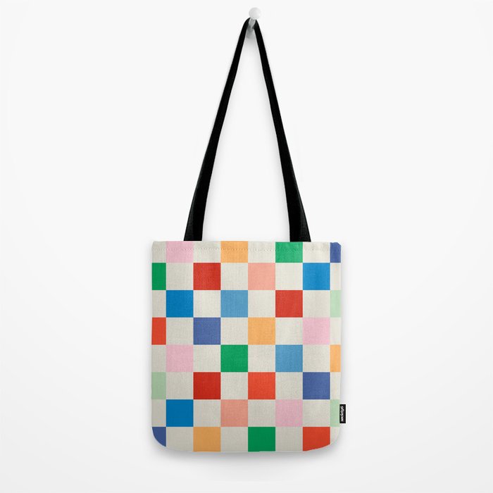 Colorful Checkered Pattern: A Vibrant and Playful Design Tote Bag Gallery Image 2