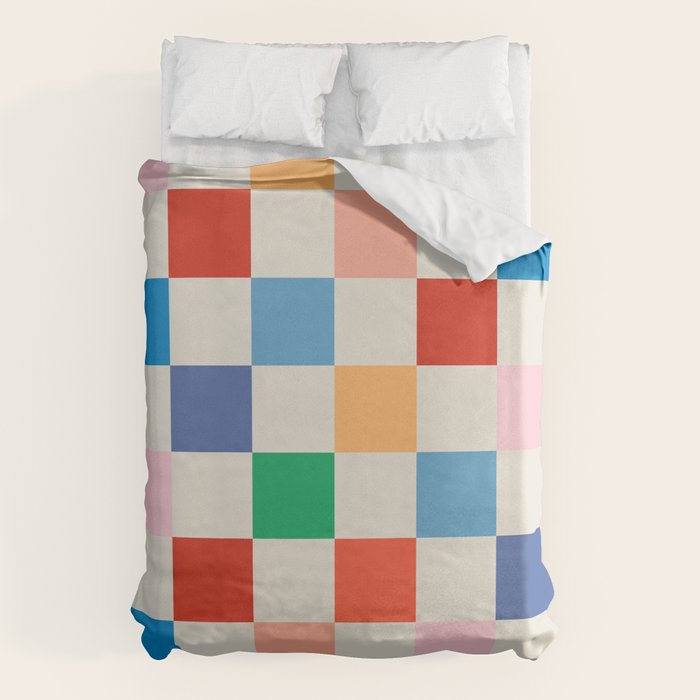 Colorful Checkered Pattern: A Vibrant and Playful Design Duvet Cover Gallery Image 6