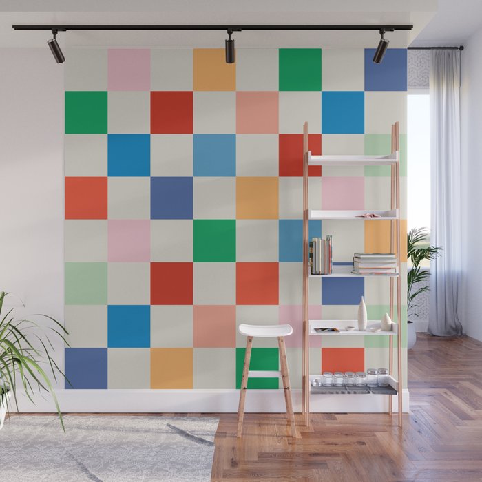 Colorful Checkered Pattern: A Vibrant and Playful Design Wall Mural Gallery Image 1