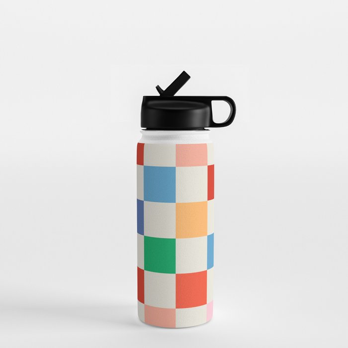 Colorful Checkered Pattern: A Vibrant and Playful Design Water Bottle Gallery Image 1
