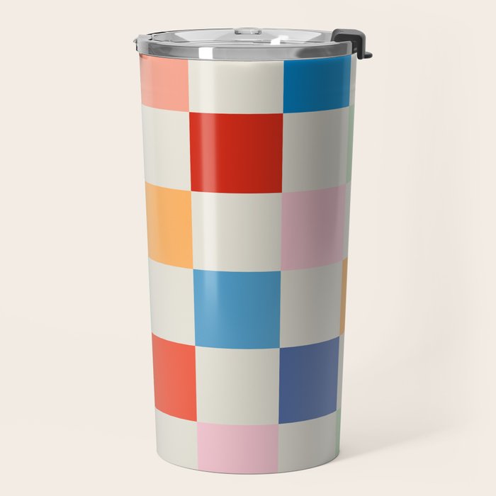 Colorful Checkered Pattern: A Vibrant and Playful Design Travel Mug Gallery Image 2