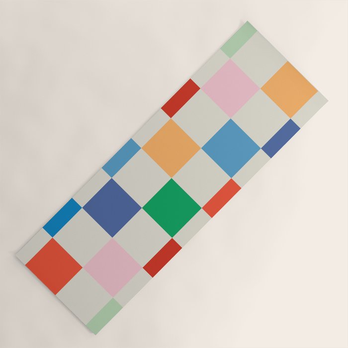 Colorful Checkered Pattern: A Vibrant and Playful Design Yoga Mat Gallery Image 1