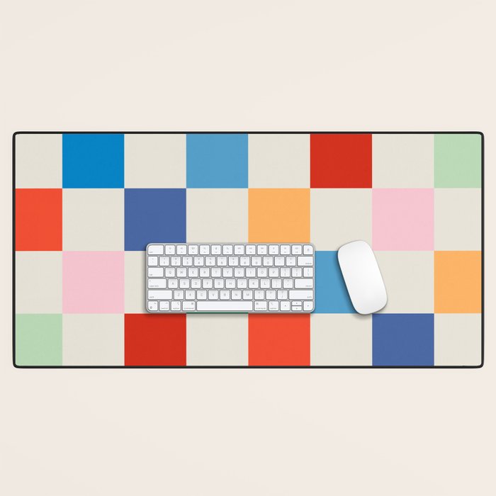 Colorful Checkered Pattern: A Vibrant and Playful Design Desk Mat Gallery Image 1