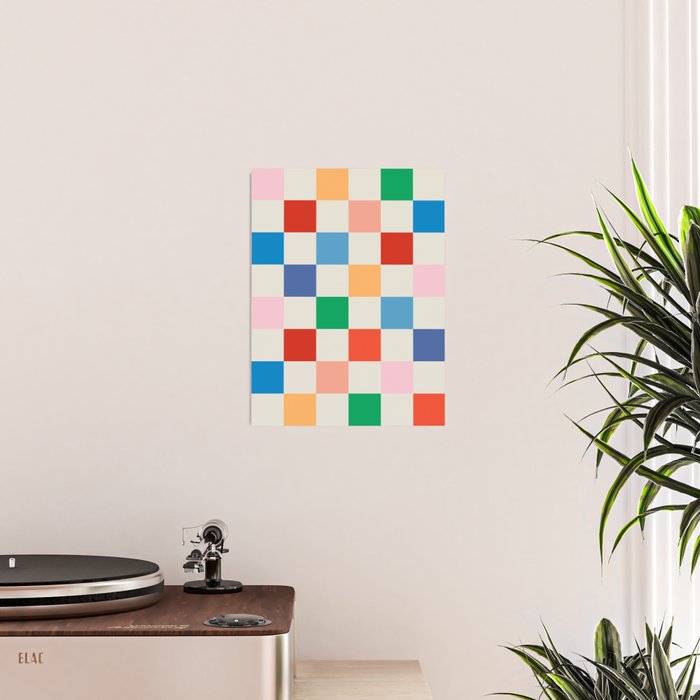 Colorful Checkered Pattern: A Vibrant and Playful Design Poster Gallery Image 2