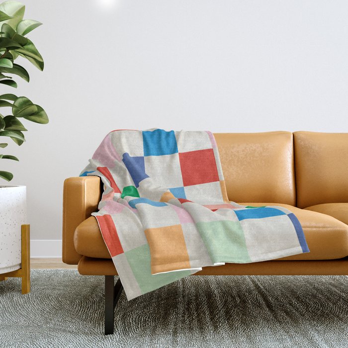 Colorful Checkered Pattern: A Vibrant and Playful Design Throw Blanket Gallery Image 1