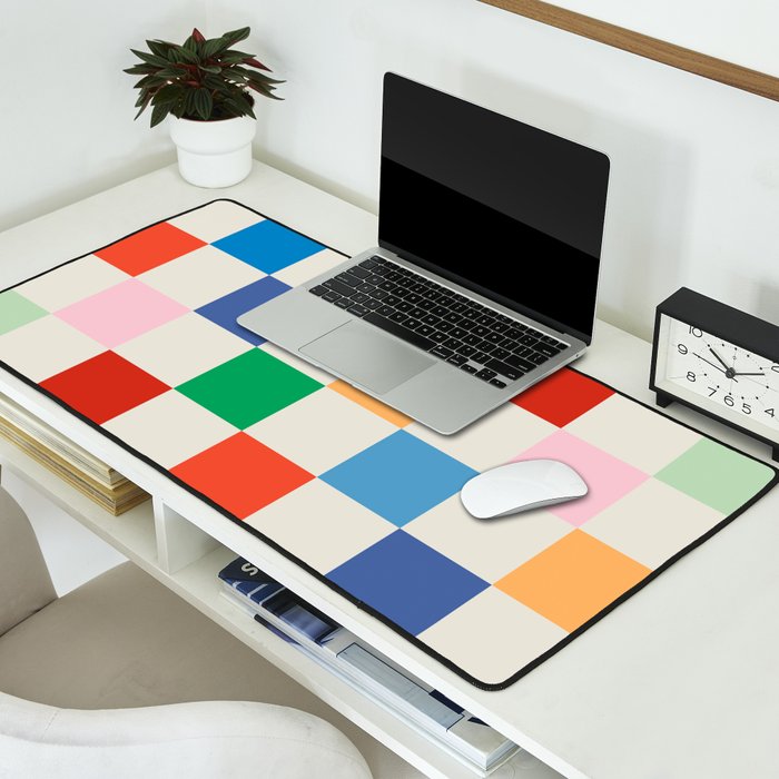 Colorful Checkered Pattern: A Vibrant and Playful Design Desk Mat Gallery Image 2