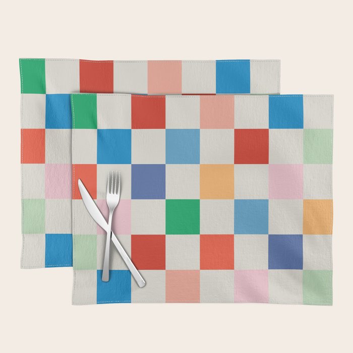 Colorful Checkered Pattern: A Vibrant and Playful Design Placemat Gallery Image 1