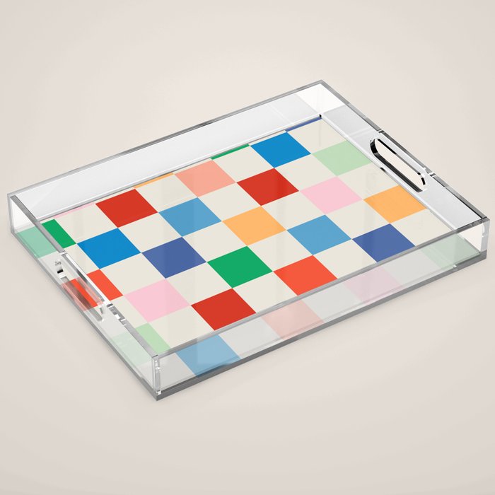 Colorful Checkered Pattern: A Vibrant and Playful Design Acrylic Tray Gallery Image 1