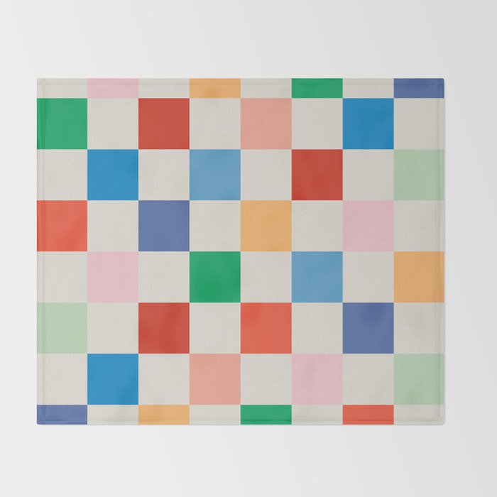 Colorful Checkered Pattern: A Vibrant and Playful Design Throw Blanket Gallery Image 2