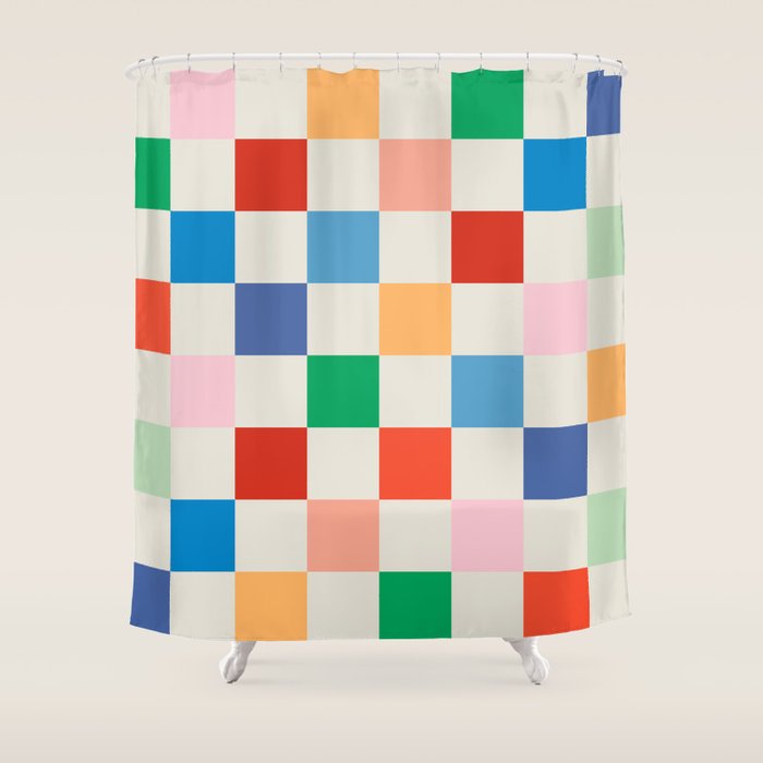Colorful Checkered Pattern: A Vibrant and Playful Design Shower Curtain Gallery Image 1