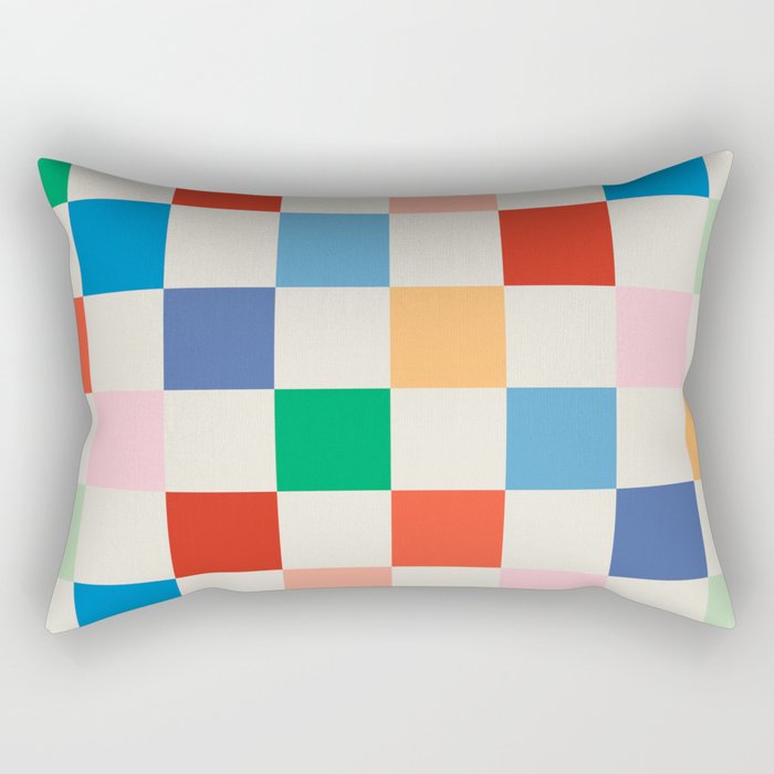Colorful Checkered Pattern: A Vibrant and Playful Design Rectangular Pillow Gallery Image 2