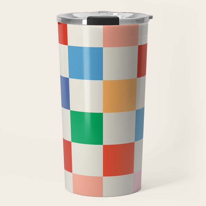 Colorful Checkered Pattern: A Vibrant and Playful Design Travel Mug Gallery Image 1