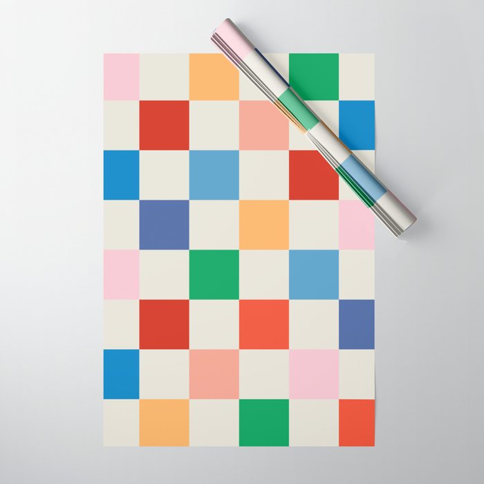 Colorful Checkered Pattern: A Vibrant and Playful Design Wrapping Paper Gallery Image 1
