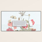 Butterflies, Dragonfly and  flowers Desk Mat Gallery Image 1