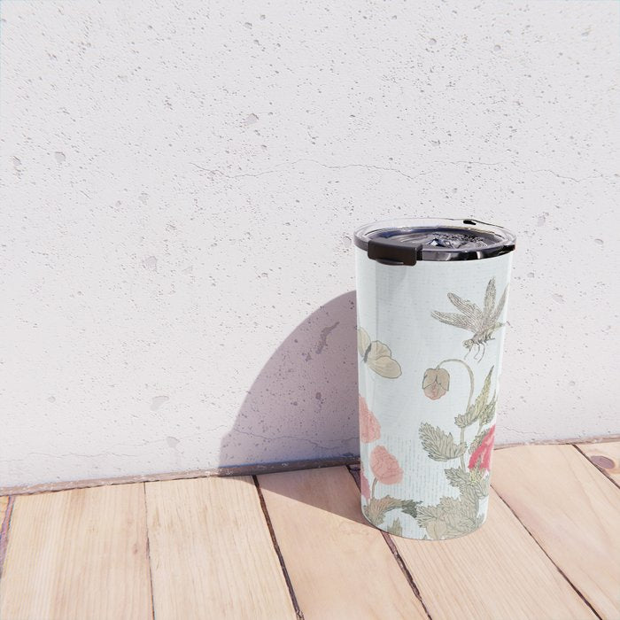 Butterflies, Dragonfly and  flowers Travel Mug Gallery Image 4