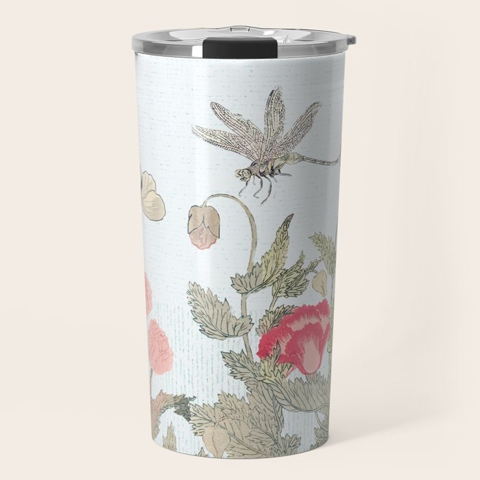 Butterflies, Dragonfly and  flowers Travel Mug Gallery Image 1