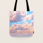 Beautiful Pink Cotton Candy Clouds Against Baby Blue Sky Fairytale Magical Sky Tote Bag Gallery Image 1