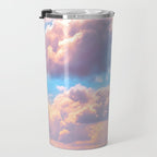 Beautiful Pink Cotton Candy Clouds Against Baby Blue Sky Fairytale Magical Sky Travel Mug Gallery Image 3