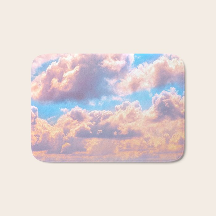 Beautiful Pink Cotton Candy Clouds Against Baby Blue Sky Fairytale Magical Sky Bath Mat Gallery Image 1