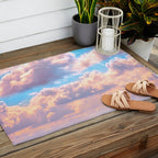 Beautiful Pink Cotton Candy Clouds Against Baby Blue Sky Fairytale Magical Sky Outdoor Rug Gallery Image 2
