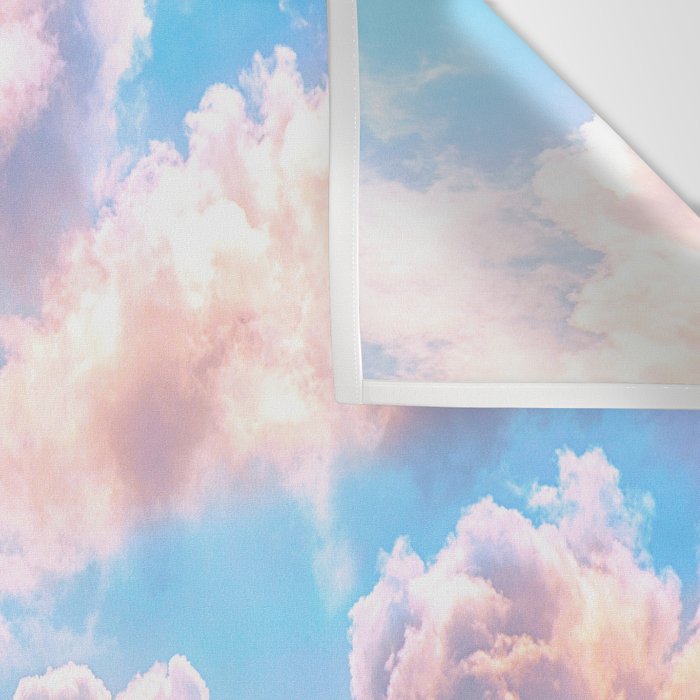 Beautiful Pink Cotton Candy Clouds Against Baby Blue Sky Fairytale Magical Sky Wall Tapestry Gallery Image 3