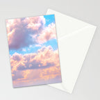 Beautiful Pink Cotton Candy Clouds Against Baby Blue Sky Fairytale Magical Sky Stationery Card Gallery Image 2