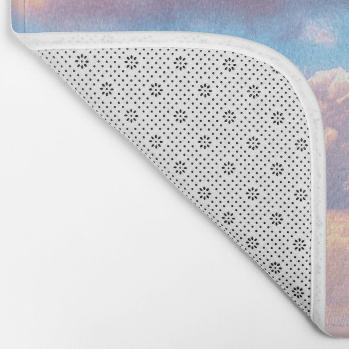 Beautiful Pink Cotton Candy Clouds Against Baby Blue Sky Fairytale Magical Sky Bath Mat Gallery Image 2