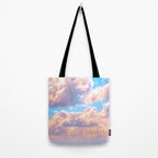 Beautiful Pink Cotton Candy Clouds Against Baby Blue Sky Fairytale Magical Sky Tote Bag Gallery Image 2