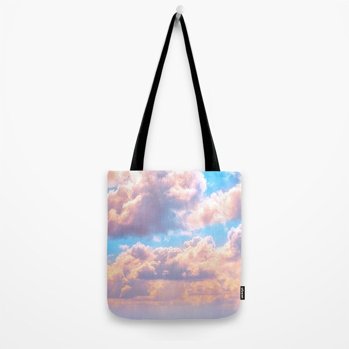 Beautiful Pink Cotton Candy Clouds Against Baby Blue Sky Fairytale Magical Sky Tote Bag Gallery Image 2
