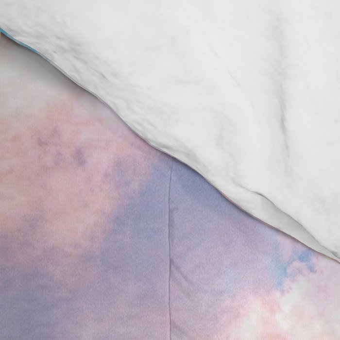 Beautiful Pink Cotton Candy Clouds Against Baby Blue Sky Fairytale Magical Sky Comforter Gallery Image 4