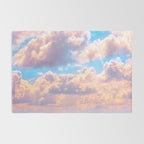Beautiful Pink Cotton Candy Clouds Against Baby Blue Sky Fairytale Magical Sky Rug Gallery Image 2