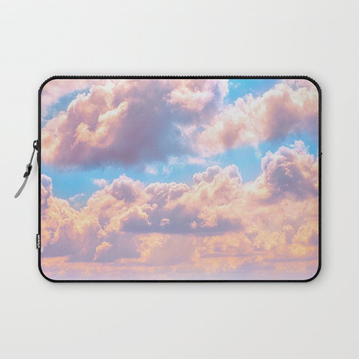 Beautiful Pink Cotton Candy Clouds Against Baby Blue Sky Fairytale Magical Sky Laptop Sleeve Gallery Image 1