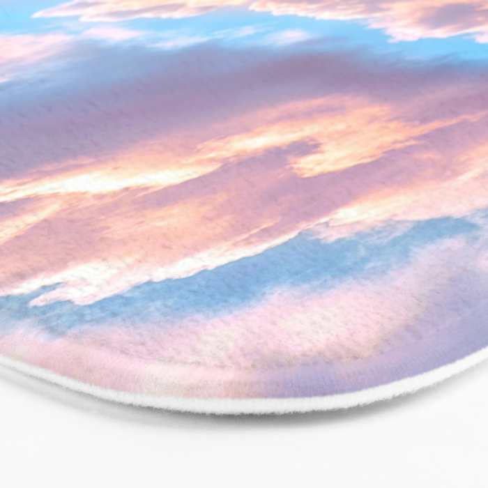 Beautiful Pink Cotton Candy Clouds Against Baby Blue Sky Fairytale Magical Sky Bath Mat Gallery Image 3
