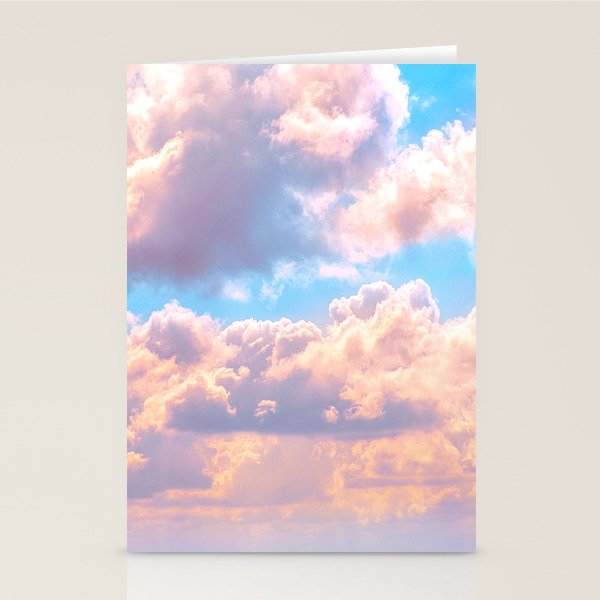 Beautiful Pink Cotton Candy Clouds Against Baby Blue Sky Fairytale Magical Sky Stationery Card Gallery Image 2