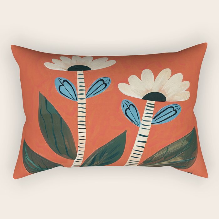 Folk Garden Daisy Pair Rectangular Pillow Gallery Image 2