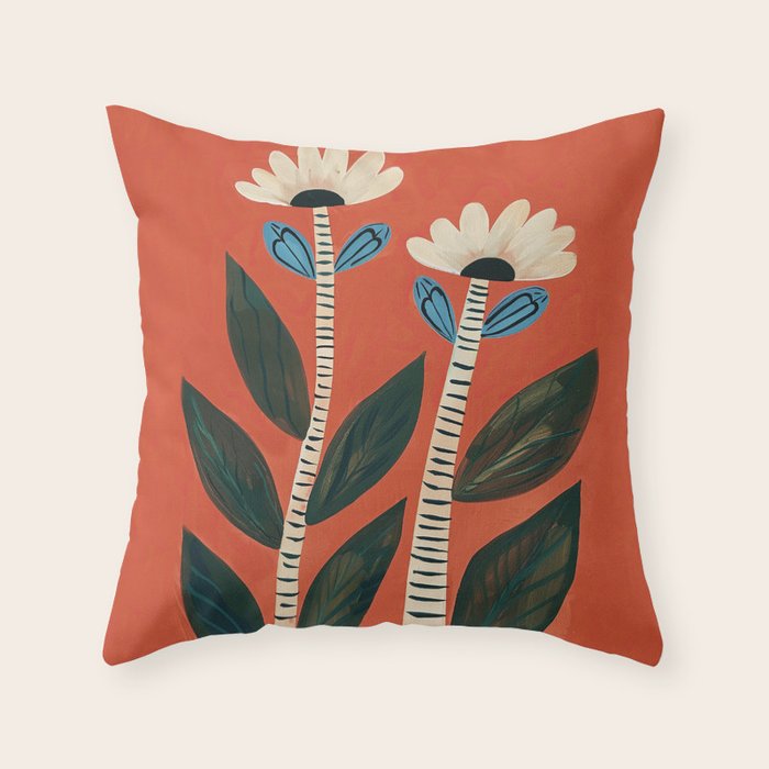 Folk Garden Daisy Pair Throw Pillow Gallery Image 6