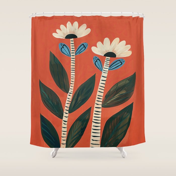 Folk Garden Daisy Pair Shower Curtain Gallery Image 1