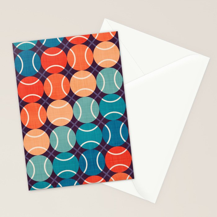 Retro Tennis 70s Rainbow Stationery Card Gallery Image 2