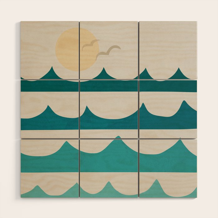 Abstract Waves Wood Wall Art Gallery Image 1