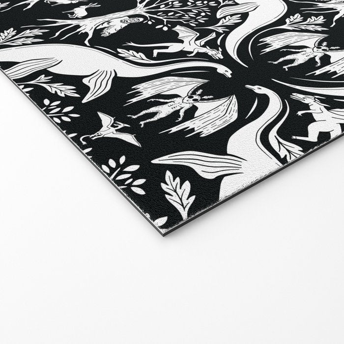 Black & White Cryptid Damask Welcome Mat Gallery Image 2