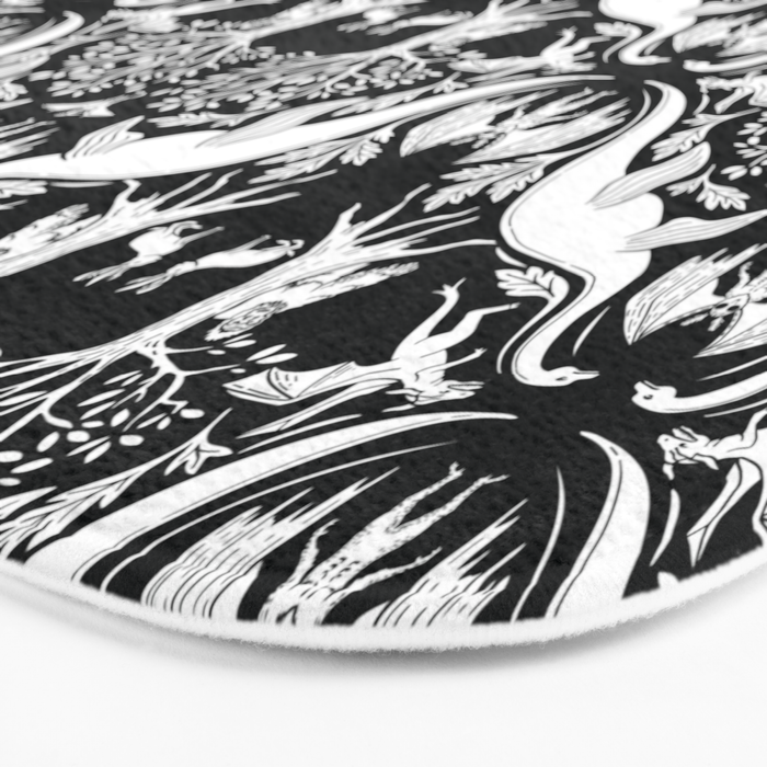 Black & White Cryptid Damask Bath Mat Gallery Image 3