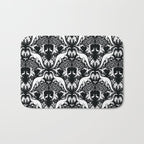 Black & White Cryptid Damask Bath Mat Gallery Image 1