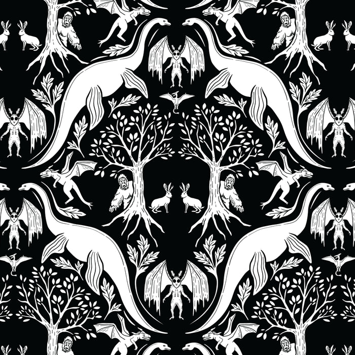 Black & White Cryptid Damask Coffee Mug Gallery Image 2
