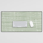 Abstract Stripes, Sage Green, Boho Wall Art Desk Mat Gallery Image 1