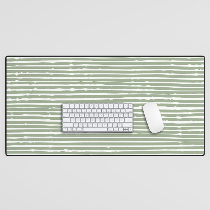 Abstract Stripes, Sage Green, Boho Wall Art Desk Mat Gallery Image 1