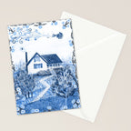 The Old Country Farm in Navy Blue - Farm House Decor Stationery Card Gallery Image 2