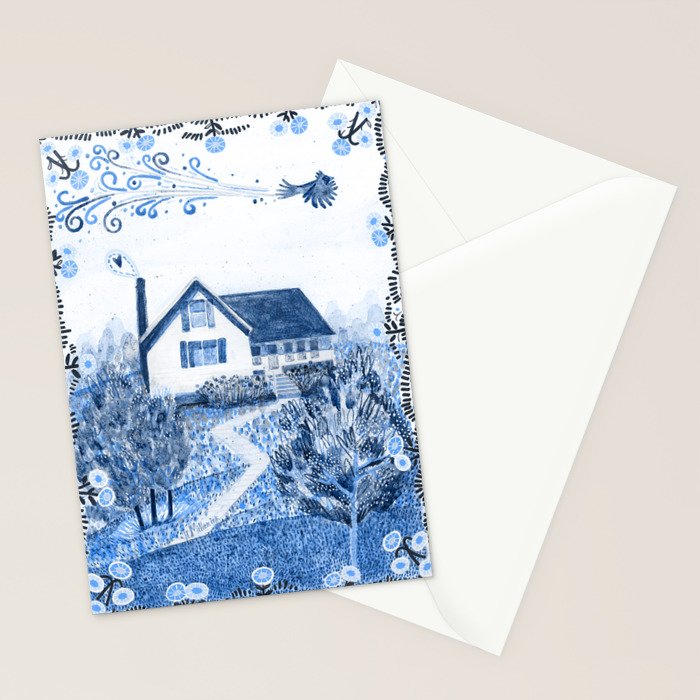 The Old Country Farm in Navy Blue - Farm House Decor Stationery Card Gallery Image 2