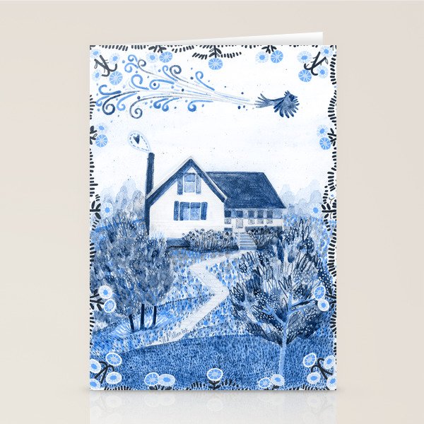 The Old Country Farm in Navy Blue - Farm House Decor Stationery Card Gallery Image 1